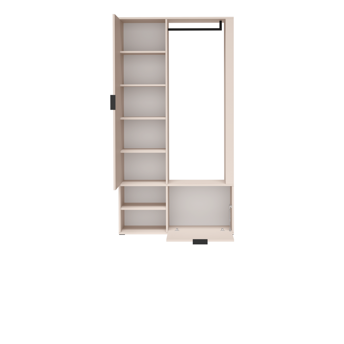 NELUVEO Garderobe 100 cm – Kaschmir-Dekor – Innenansicht geöffnet