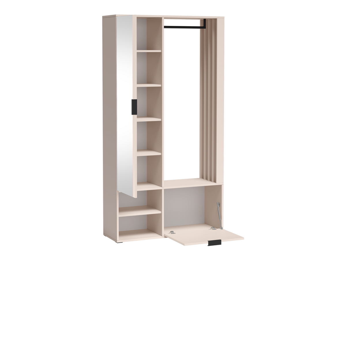 NELUVEO Garderobe 100 cm – Kaschmir-Dekor – Innenansicht geöffnet