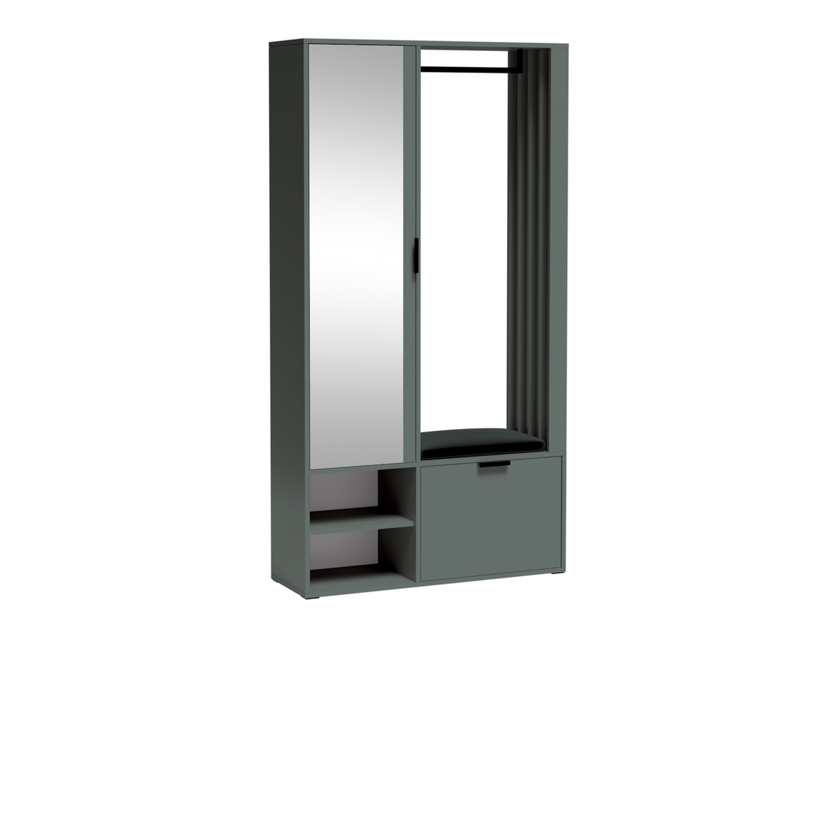 NELUVEO Garderobe 100 cm – Steingrün-Dekor – Vorderansicht