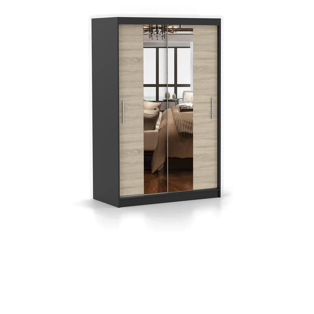 NEOMI 01 Schwebetürenschrank 120 cm mit Spiegel – Detailansicht