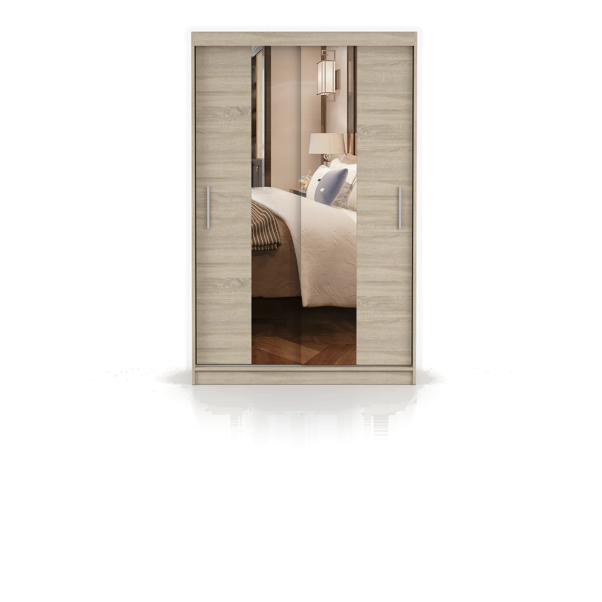 NEOMI 01 Schwebetürenschrank 120 cm mit Spiegel – Sonoma