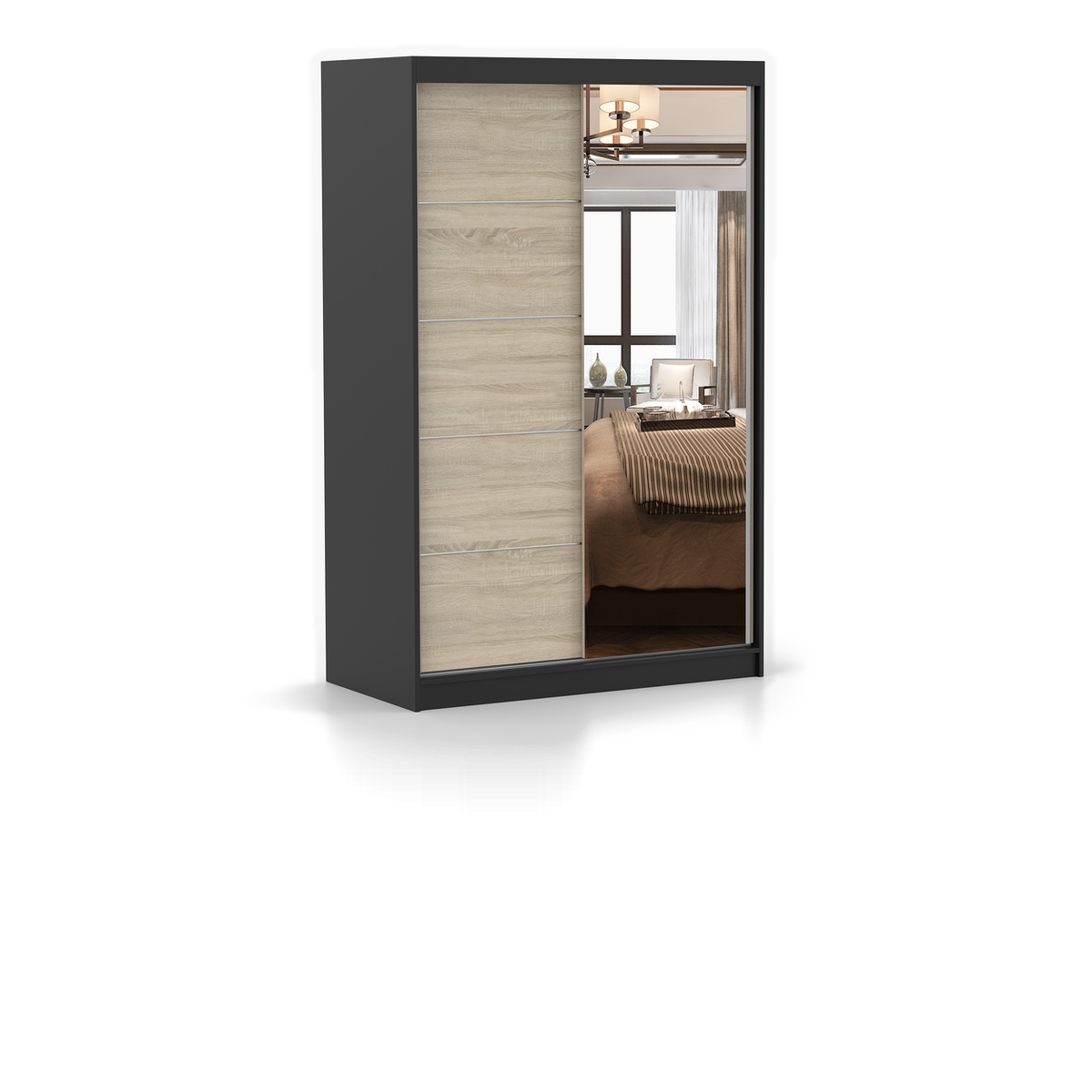 NEOMI 05 Schwebetürenschrank 120 cm mit Spiegel – Detailansicht