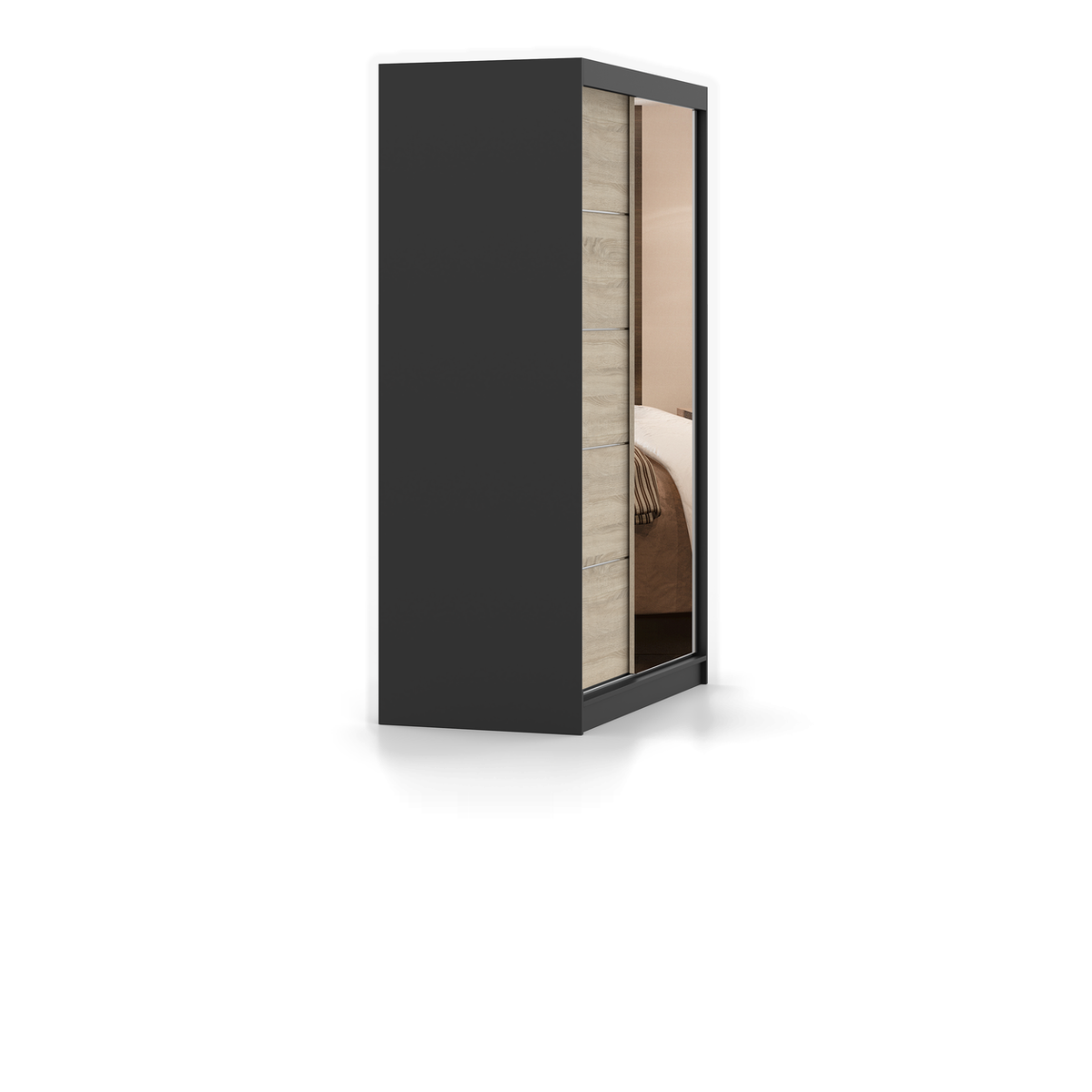 NEOMI 05 Schwebetürenschrank 120 cm mit Spiegel – Detailansicht