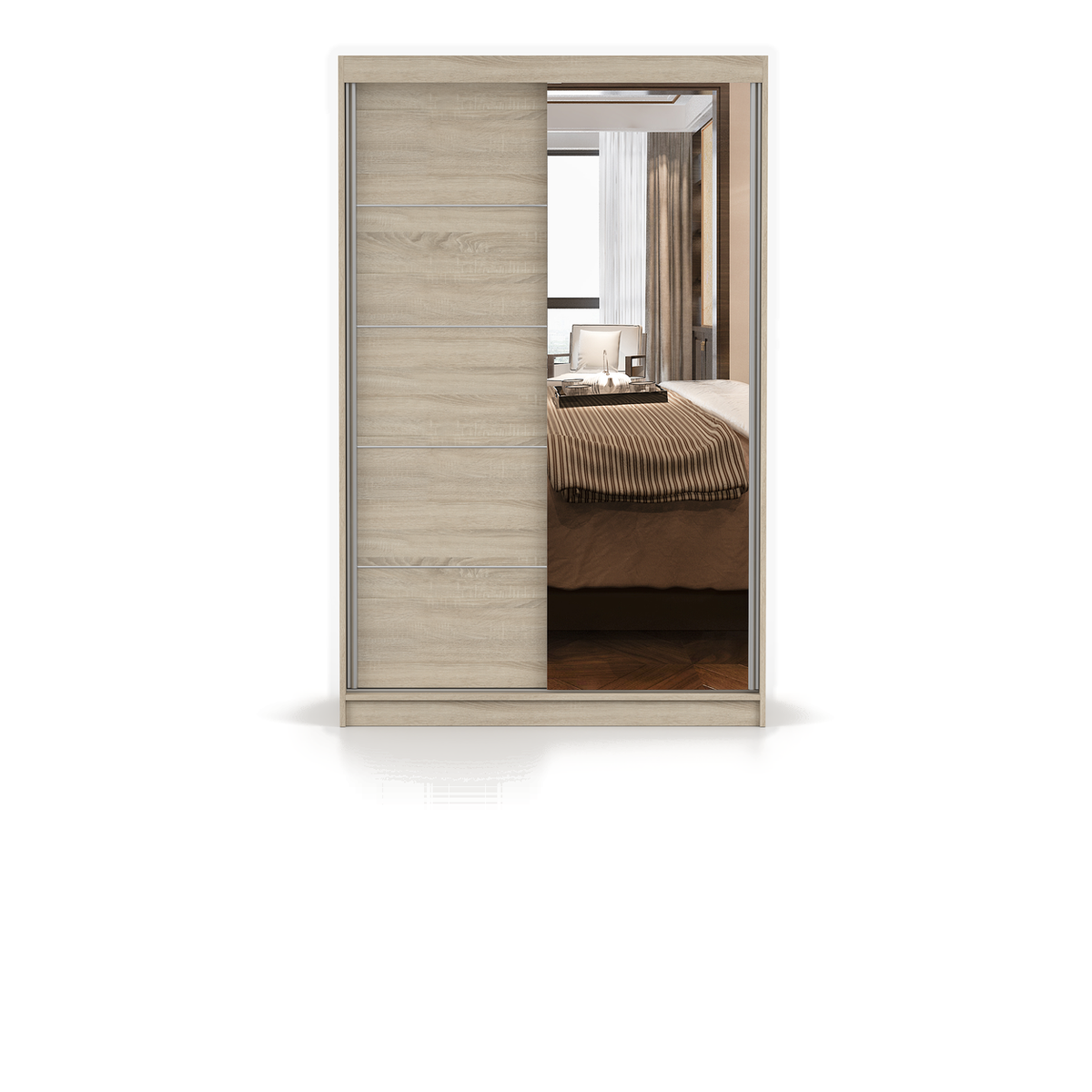 NEOMI 05 Schwebetürenschrank 120 cm mit Spiegel – Sonoma