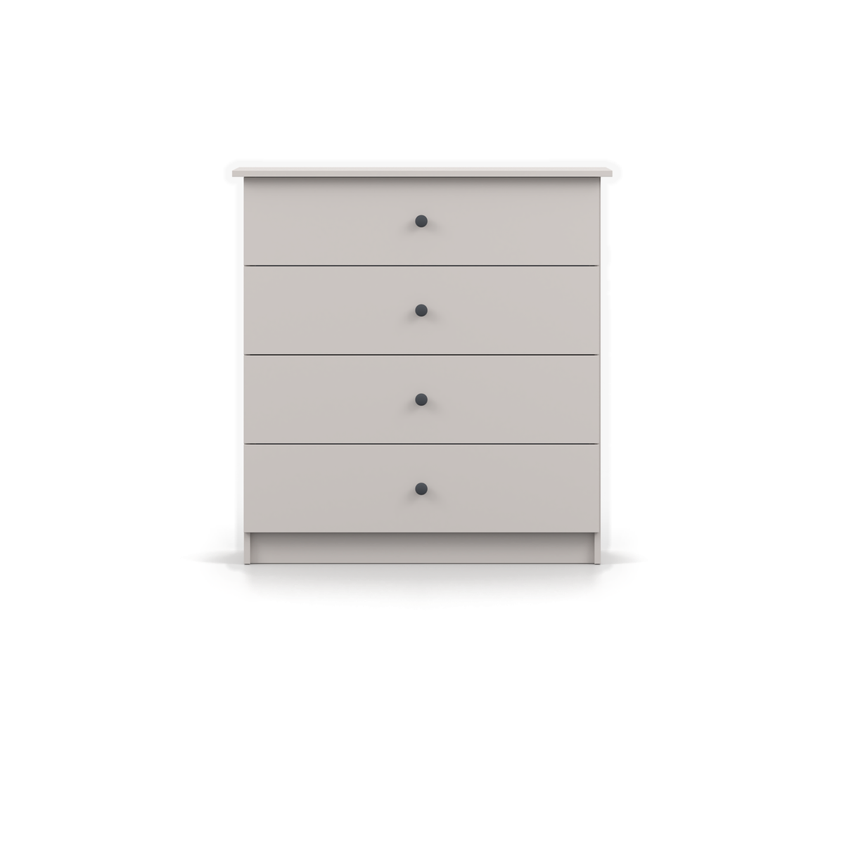 OLAF Kommode 4S 95 cm – Kaschmir mit Griffen in Anthrazit – Vorderansicht