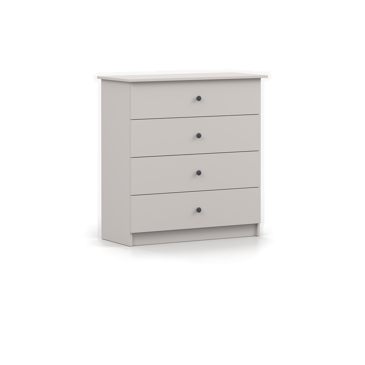 OLAF Kommode 4S 95 cm – Kaschmir mit Griffen in Anthrazit – Schrägansicht links