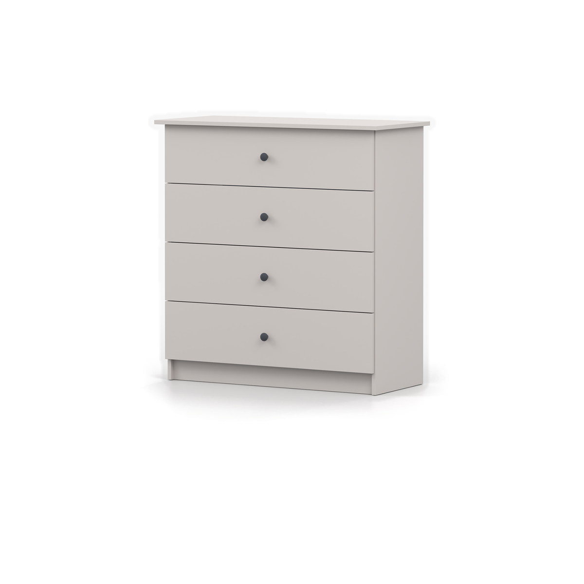 OLAF Kommode 4S 95 cm – Kaschmir mit Griffen in Anthrazit – Schrägansicht rechts