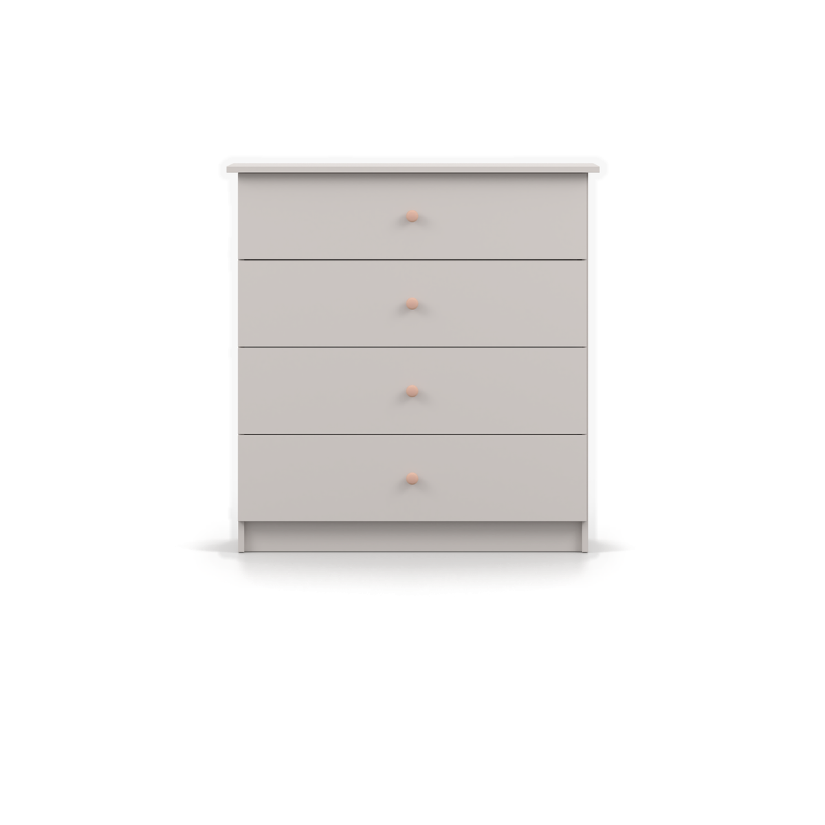 OLAF Kommode 4S 95 cm – Kaschmir mit Griffen in Rosa – Vorderansicht