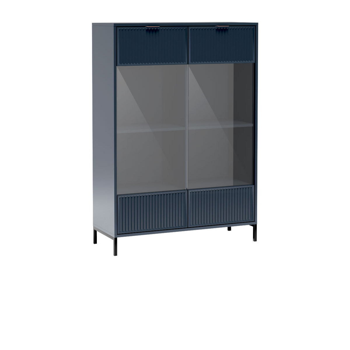 ORMEVI Vitrinen-Highboard 104,8 cm – Indigo-Dekor – Vorderansicht