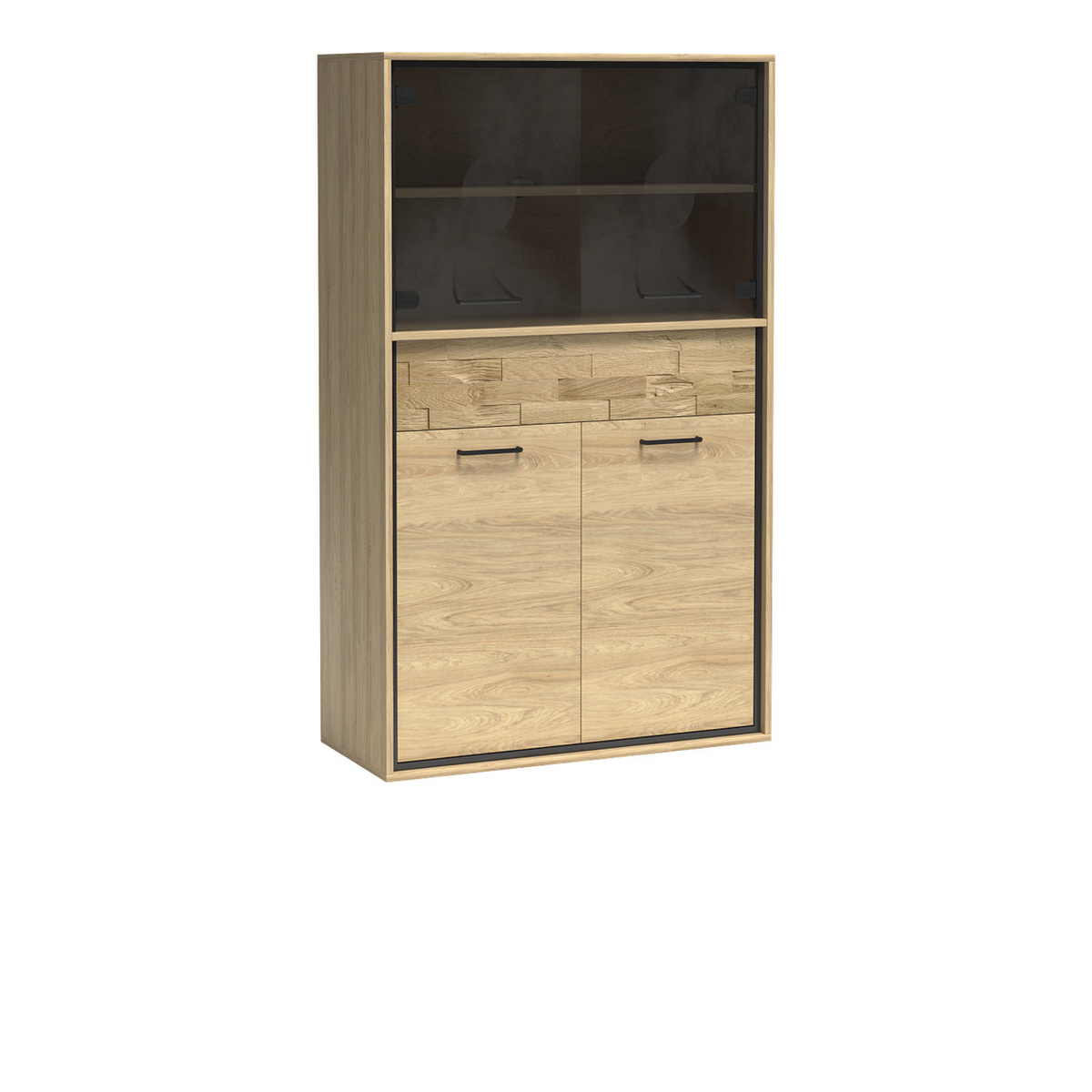 PELUNEO Highboard 92,2 cm – Hikora-Dekor – Vorderansicht