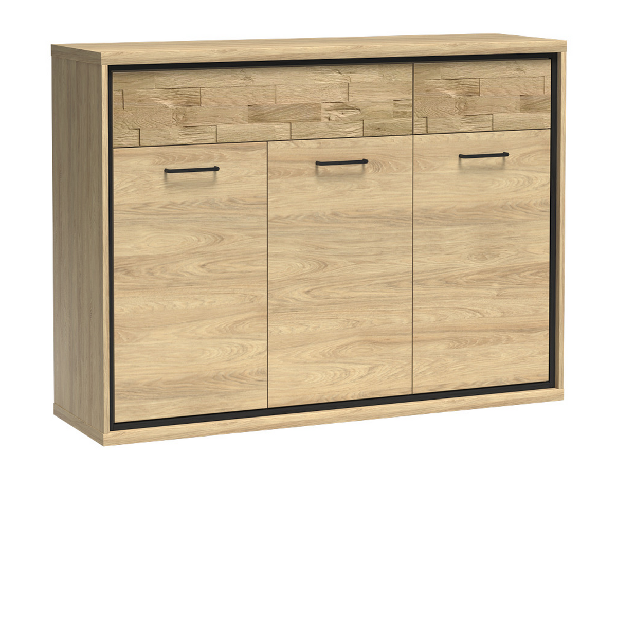 PELUNEO Kommode 135 cm – Hikora-Dekor – Vorderansicht