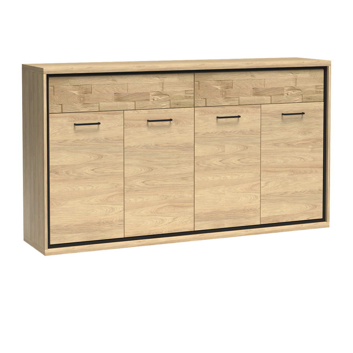 PELUNEO Kommode 177,2 cm – Hikora-Dekor – Vorderansicht