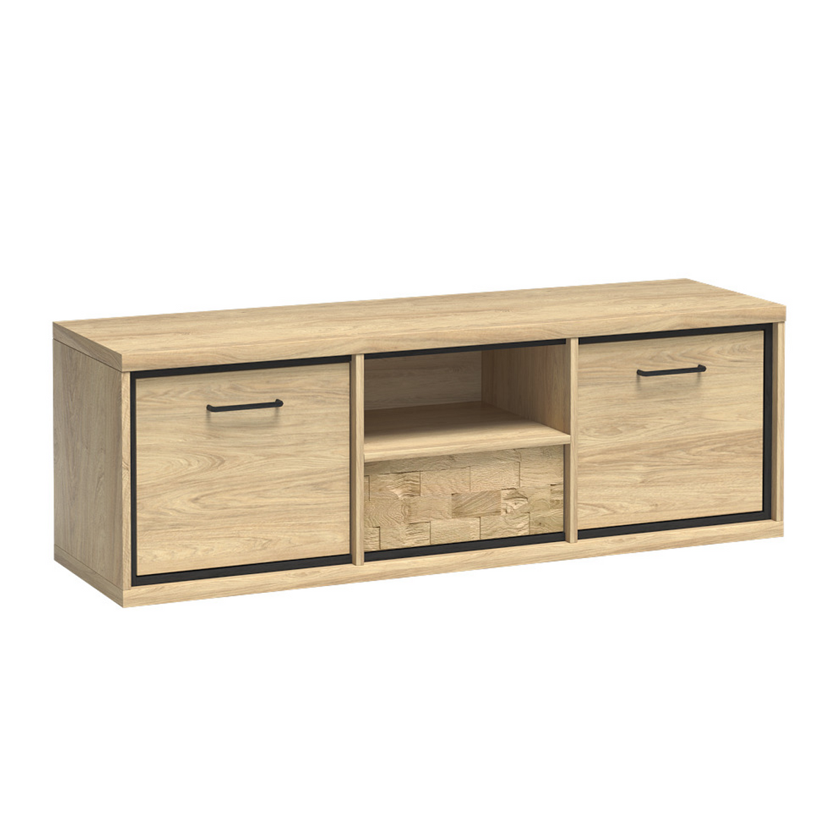 PELUNEO TV-Lowboard 139 cm – Hikora-Dekor – Vorderansicht