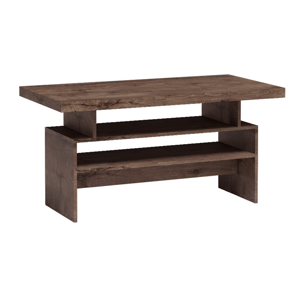 RAVNIA Couchtisch 120 cm – Esche Dunkel-Dekor – Vorderansicht