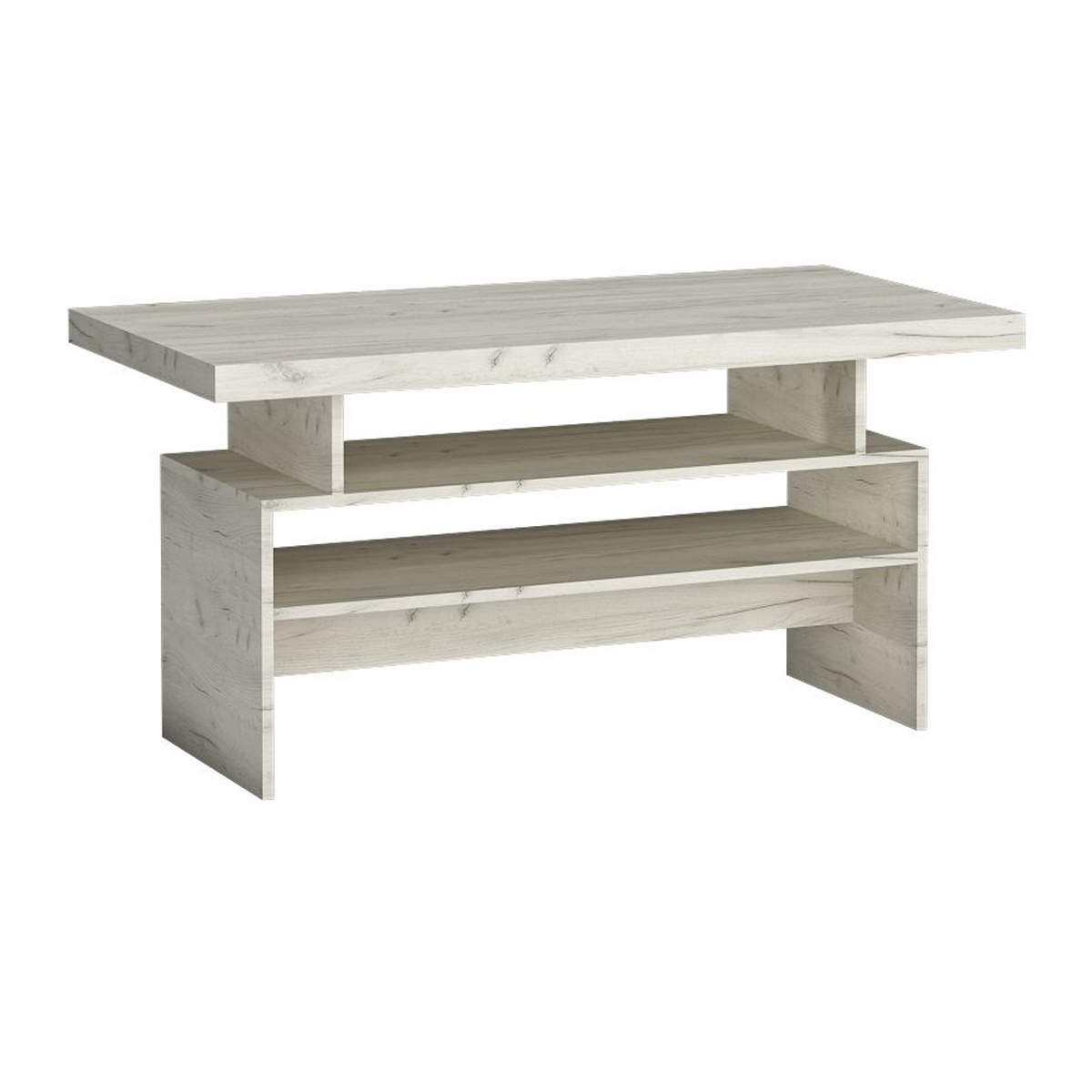 RAVNIA Couchtisch 120 cm – Kraft Weiß-Dekor – Vorderansicht