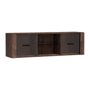 RAVNIA Hängevitrine 138 cm – Esche Dunkel-Dekor – Vorderansicht