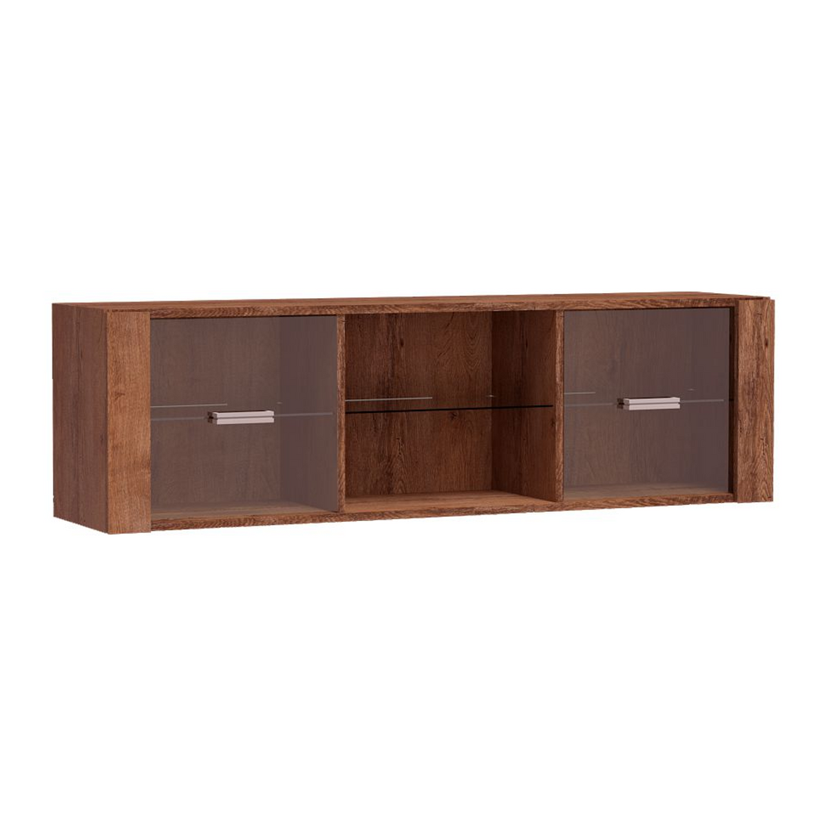 RAVNIA Hängevitrine 138 cm – Esche Hell-Dekor – Vorderansicht