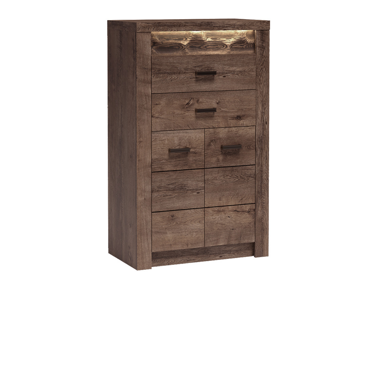 RAVNIA Highboard 76 cm – Esche Dunkel-Dekor – Vorderansicht