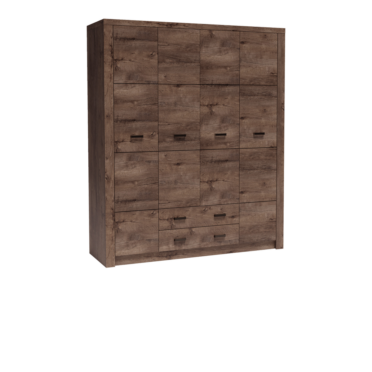 RAVNIA Kleiderschrank 178 cm – Esche Dunkel-Dekor – Vorderansicht