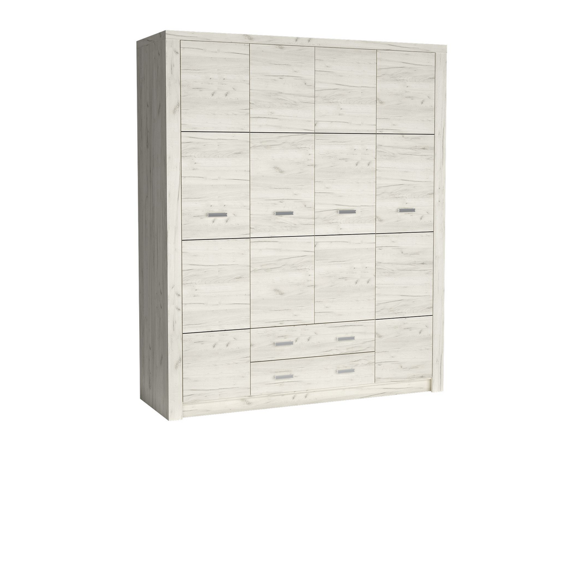 RAVNIA Kleiderschrank 178 cm – Kraft Weiß-Dekor – Vorderansicht