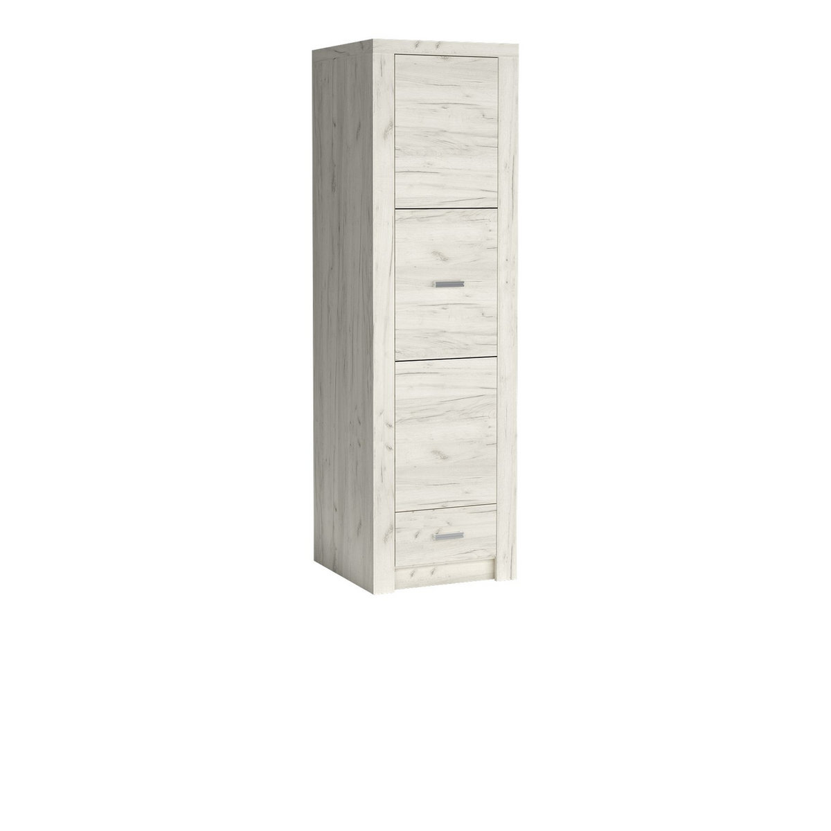 RAVNIA Kleiderschrank 56 cm – Kraft Weiß-Dekor – Vorderansicht