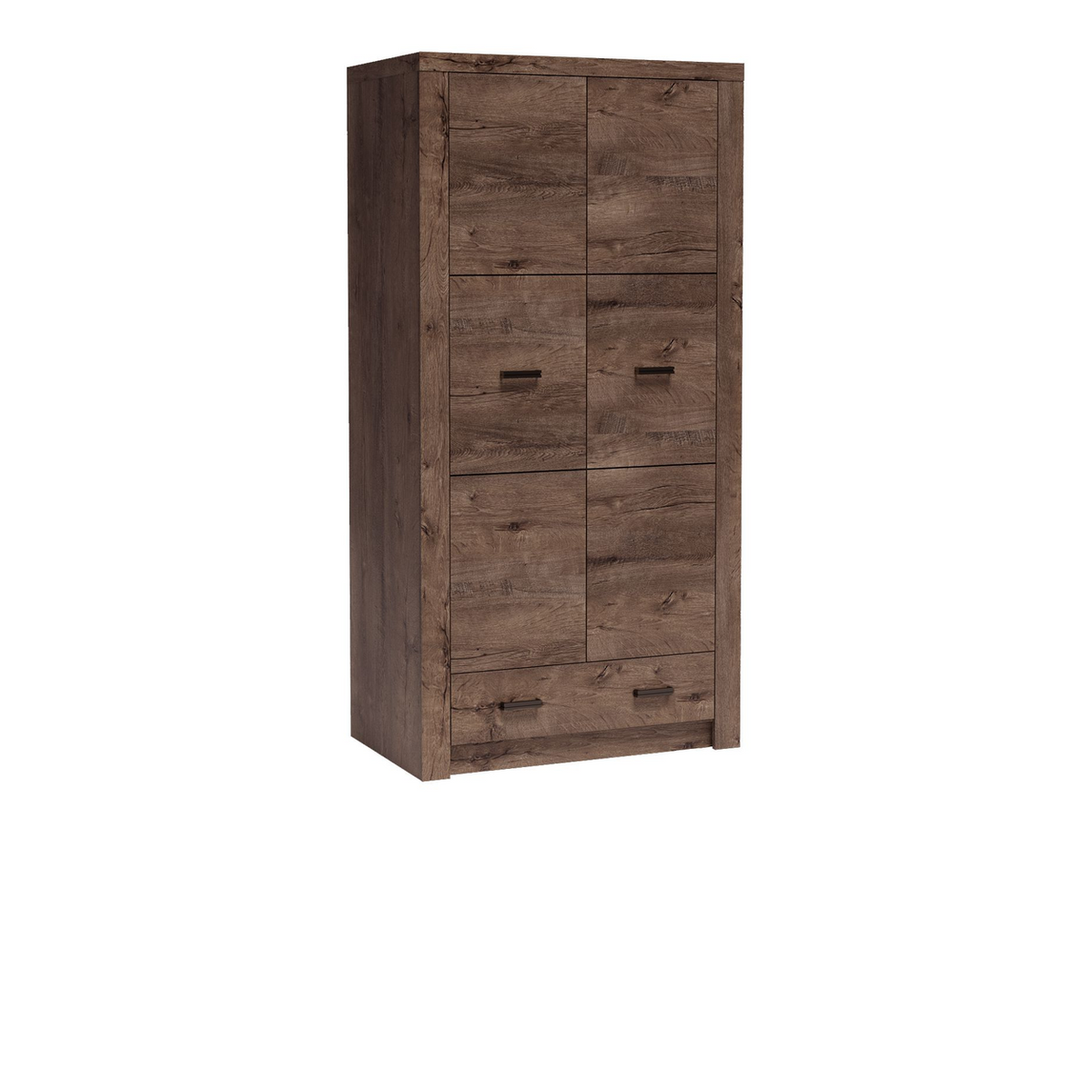 RAVNIA Kleiderschrank 96 cm – Esche Dunkel-Dekor – Vorderansicht