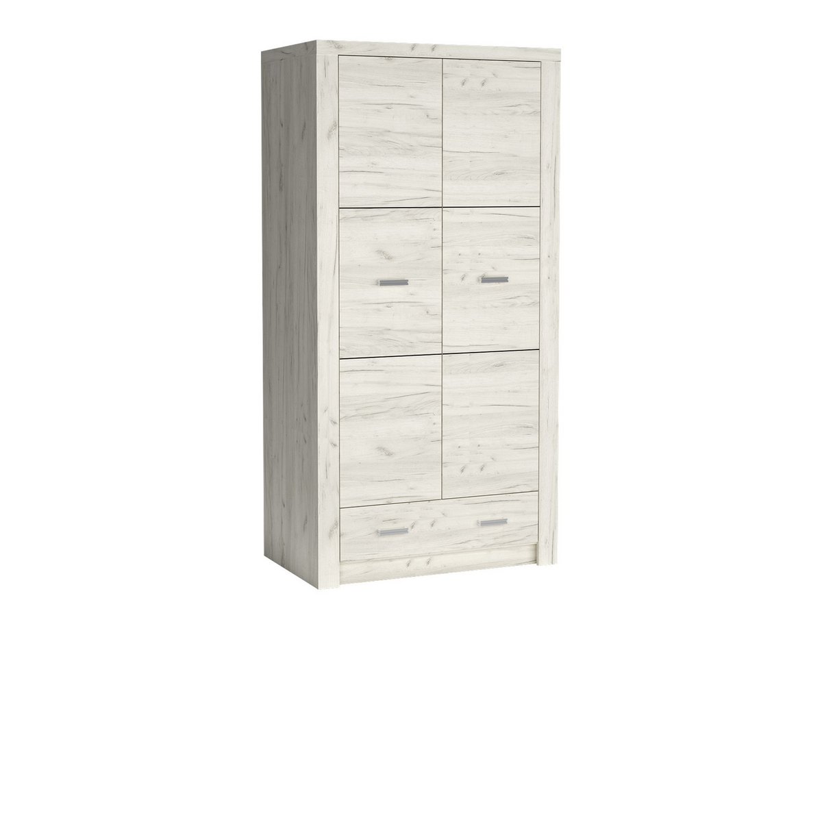 RAVNIA Kleiderschrank 96 cm – Kraft Weiß-Dekor – Vorderansicht