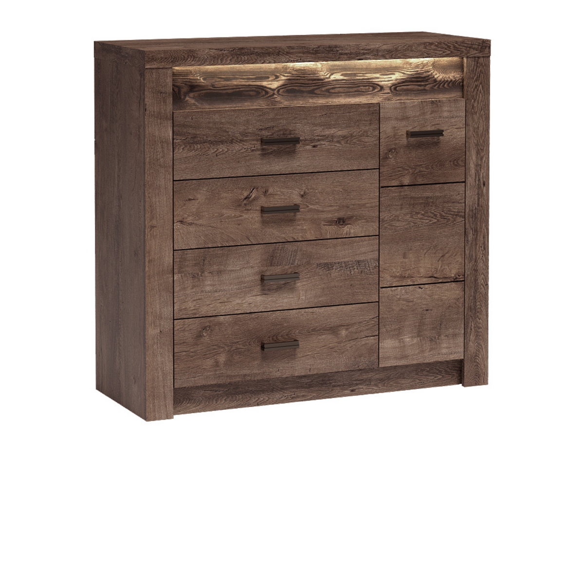 RAVNIA Kommode 108,5 cm – Esche Dunkel-Dekor – Vorderansicht