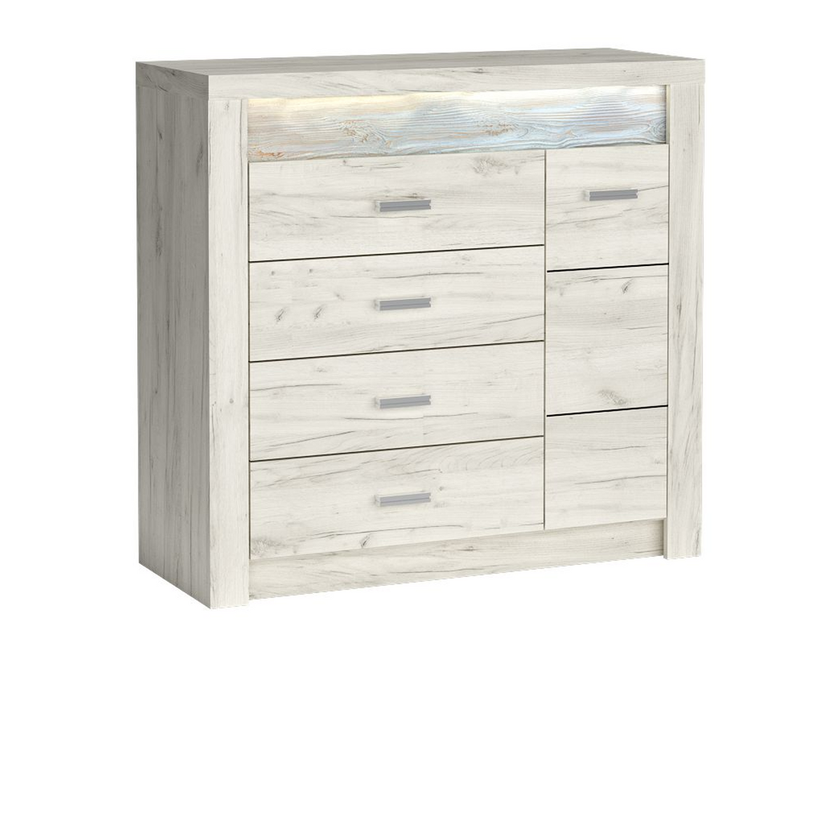RAVNIA Kommode 108,5 cm – Kraft Weiß-Dekor – Vorderansicht