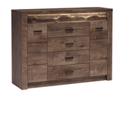 RAVNIA Kommode 137 cm – Esche Dunkel-Dekor – Vorderansicht