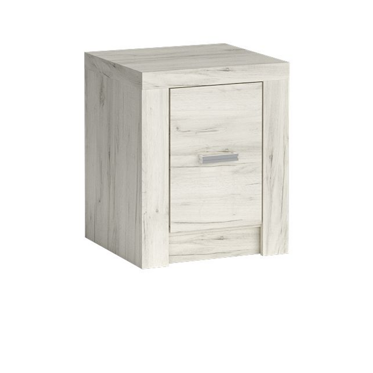 RAVNIA Nachttisch 45 cm – Kraft Weiß-Dekor – Vorderansicht