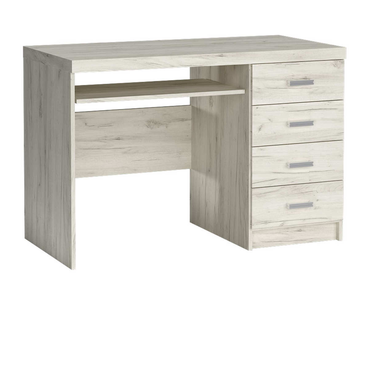 RAVNIA Schreibtisch 120 cm – Kraft Weiß-Dekor – Vorderansicht