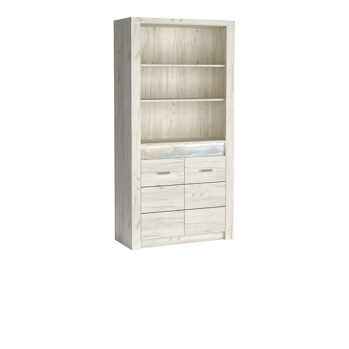 RAVNIA Standregal 96 cm – Kraft Weiß-Dekor – Vorderansicht