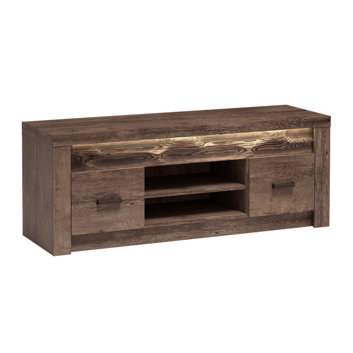 RAVNIA TV-Board 137 cm – Esche Dunkel-Dekor – Vorderansicht