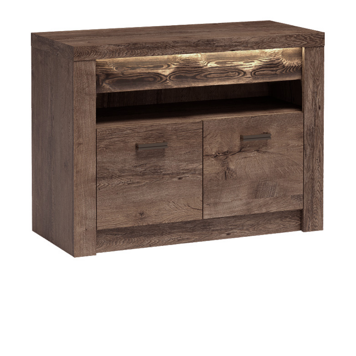 RAVNIA TV-Highboard 96 cm – Esche Dunkel-Dekor – Vorderansicht