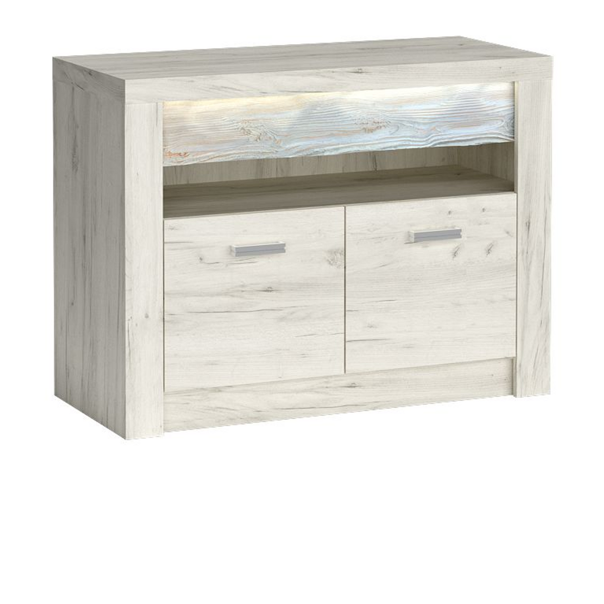 RAVNIA TV-Highboard 96 cm – Kraft Weiß-Dekor – Vorderansicht