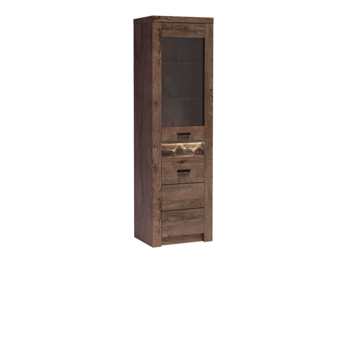 RAVNIA Vitrine 56 cm – Esche Dunkel-Dekor – Vorderansicht