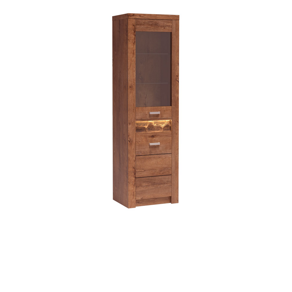 RAVNIA Vitrine 56 cm – Esche Hell-Dekor – Vorderansicht