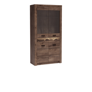 RAVNIA Vitrine 96 cm – Esche Dunkel-Dekor – Vorderansicht