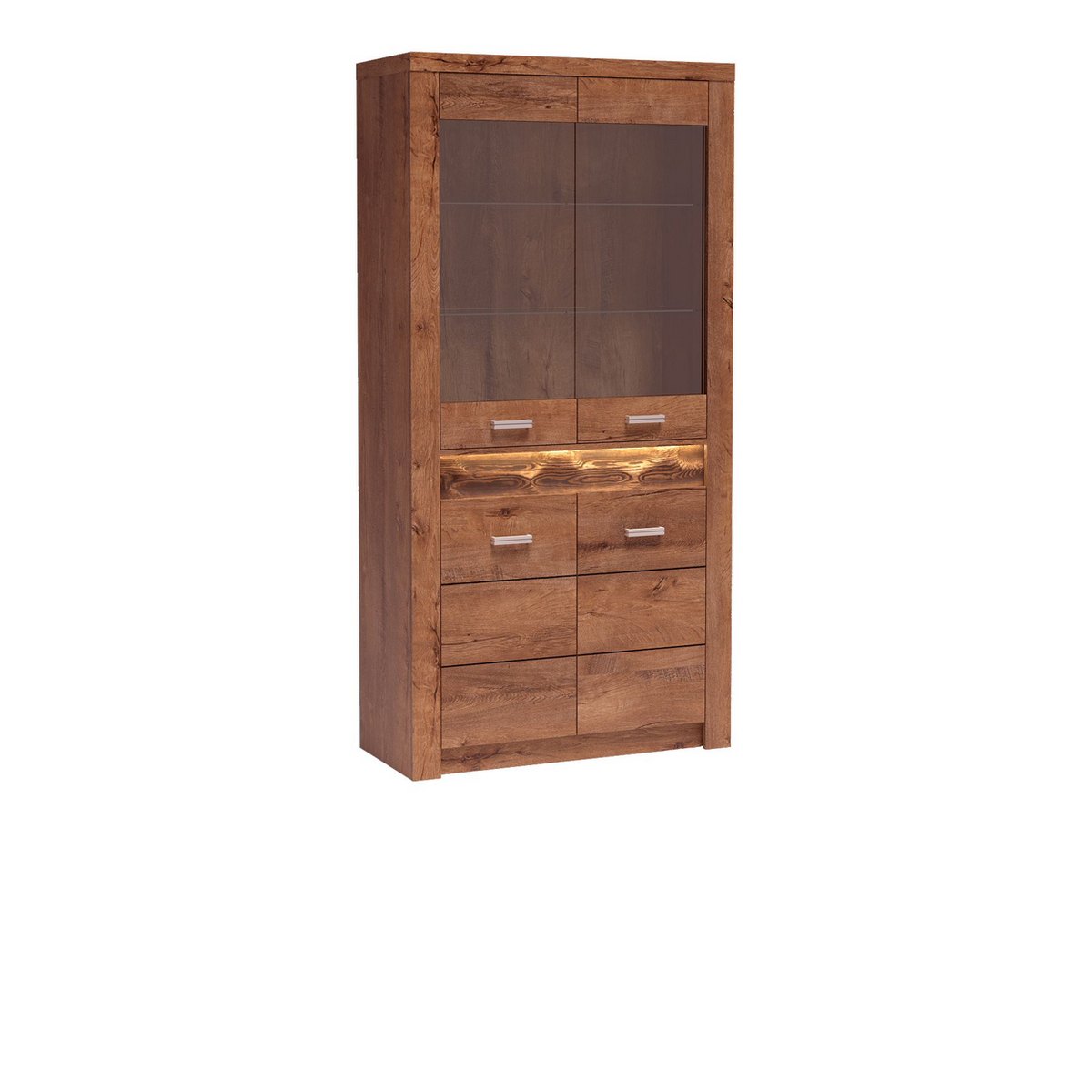 RAVNIA Vitrine 96 cm – Esche Hell-Dekor – Vorderansicht