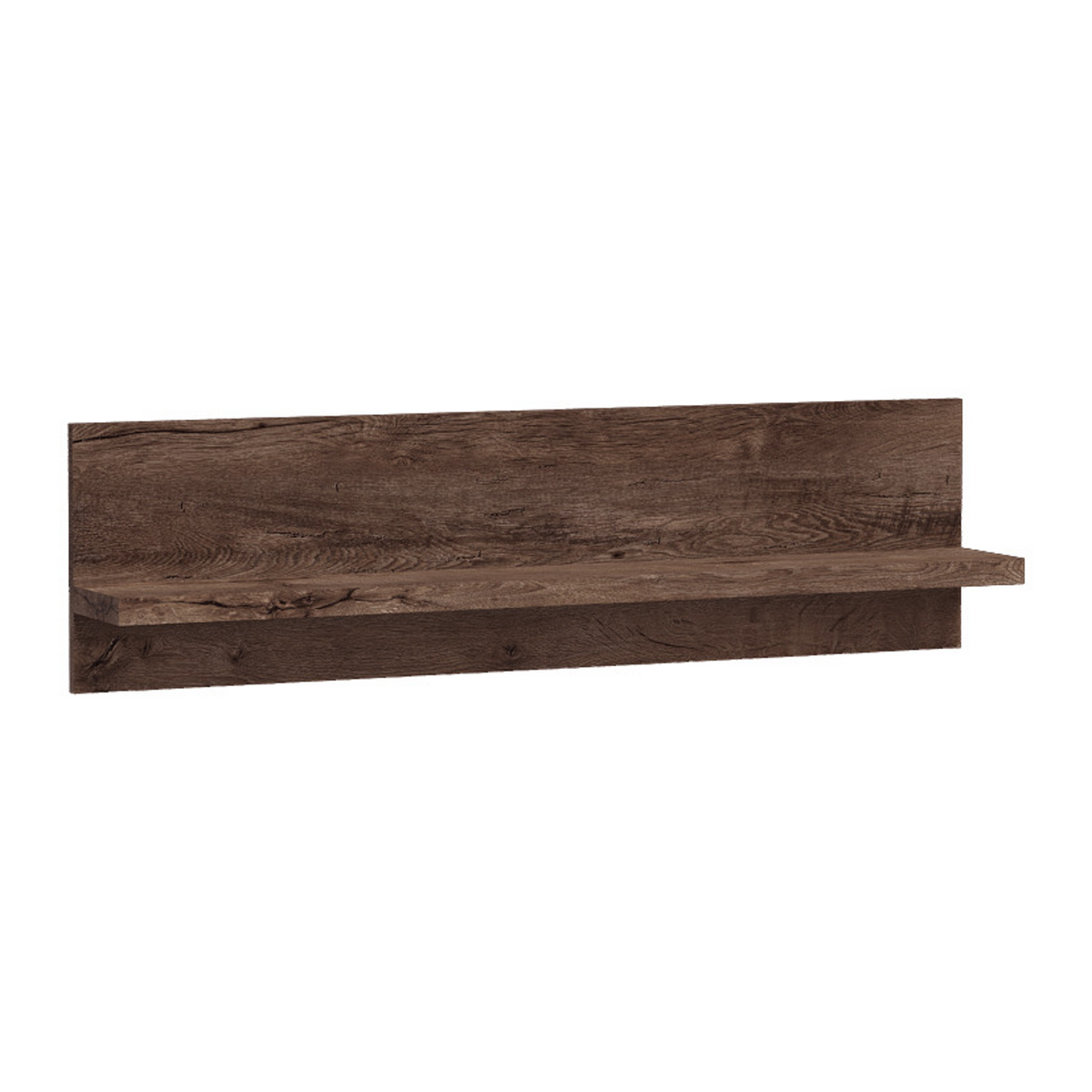 RAVNIA Wandregal 120 cm – Esche Dunkel-Dekor – Vorderansicht