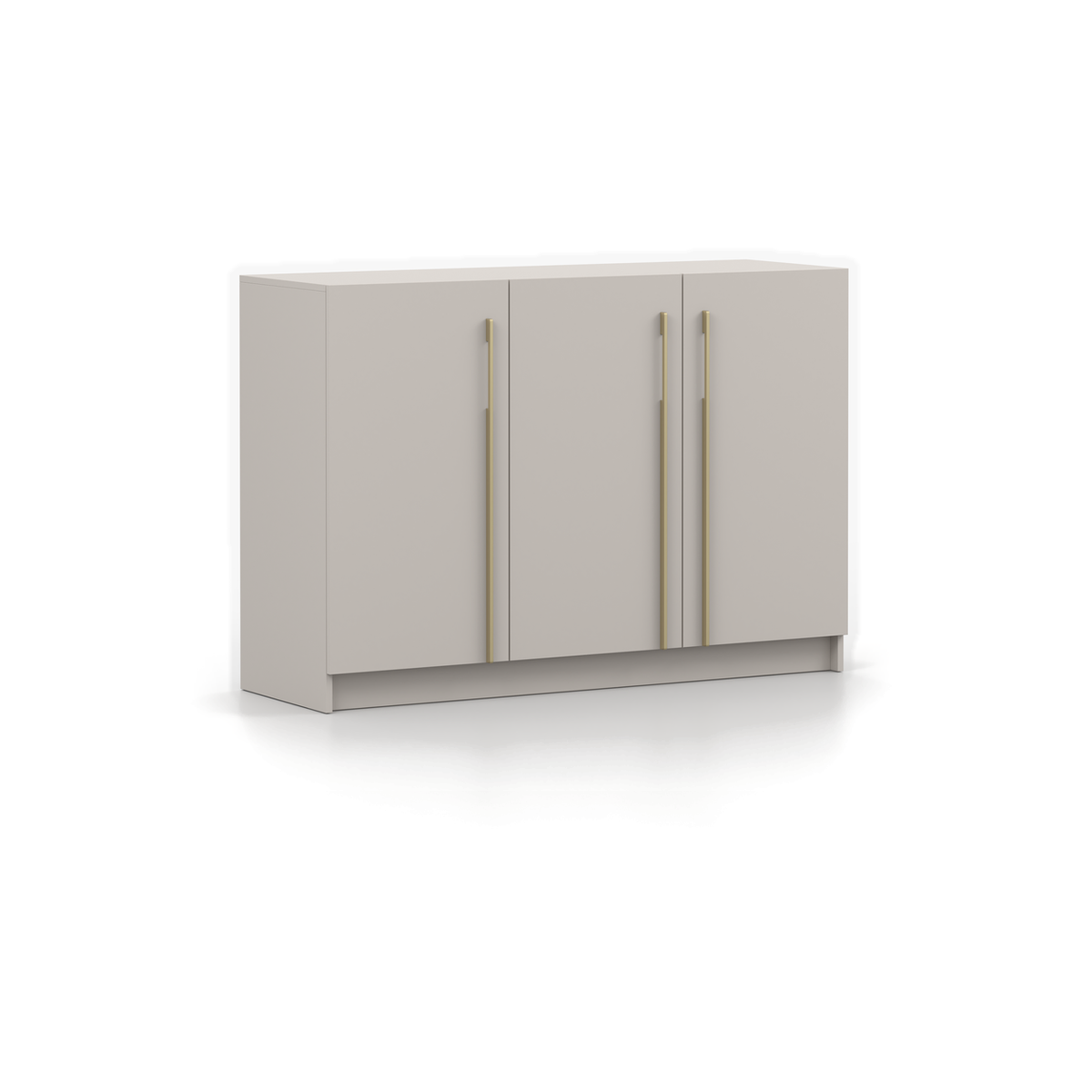 ROSA Kommode 3D 134 cm mit goldfarbenen Griffen – Kaschmir – Schrägansicht links