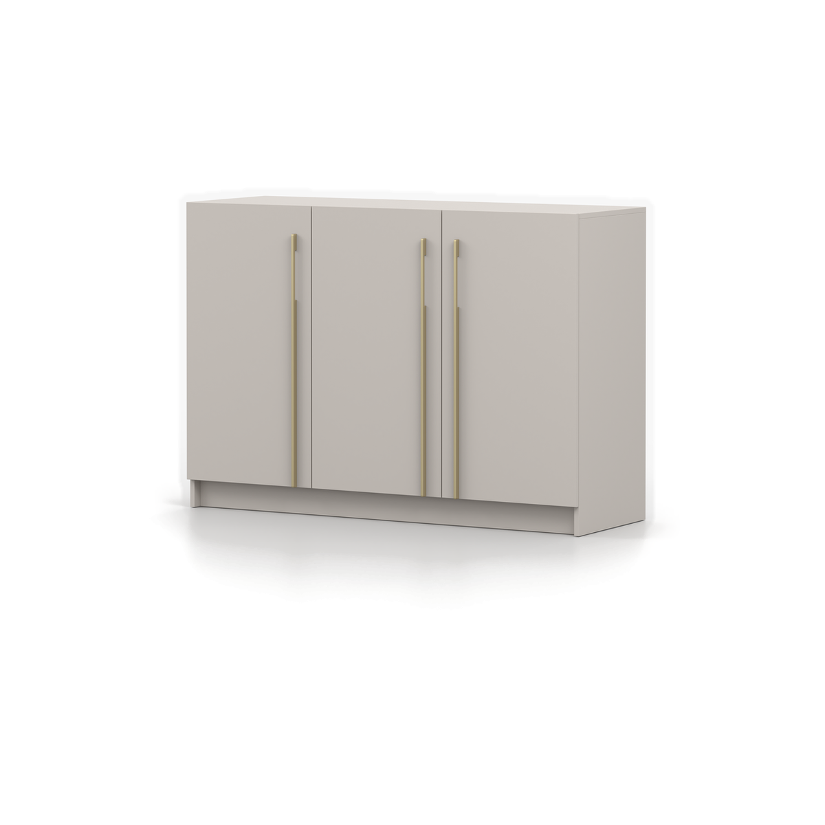 ROSA Kommode 3D 134 cm mit goldfarbenen Griffen – Kaschmir – Schrägansicht rechts