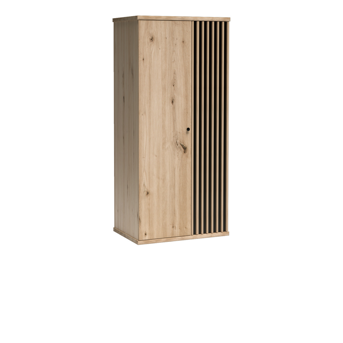 SAVNIA Kleiderschrank 86,4 cm – Artisan-Eiche / Schwarz-Dekor – Vorderansicht