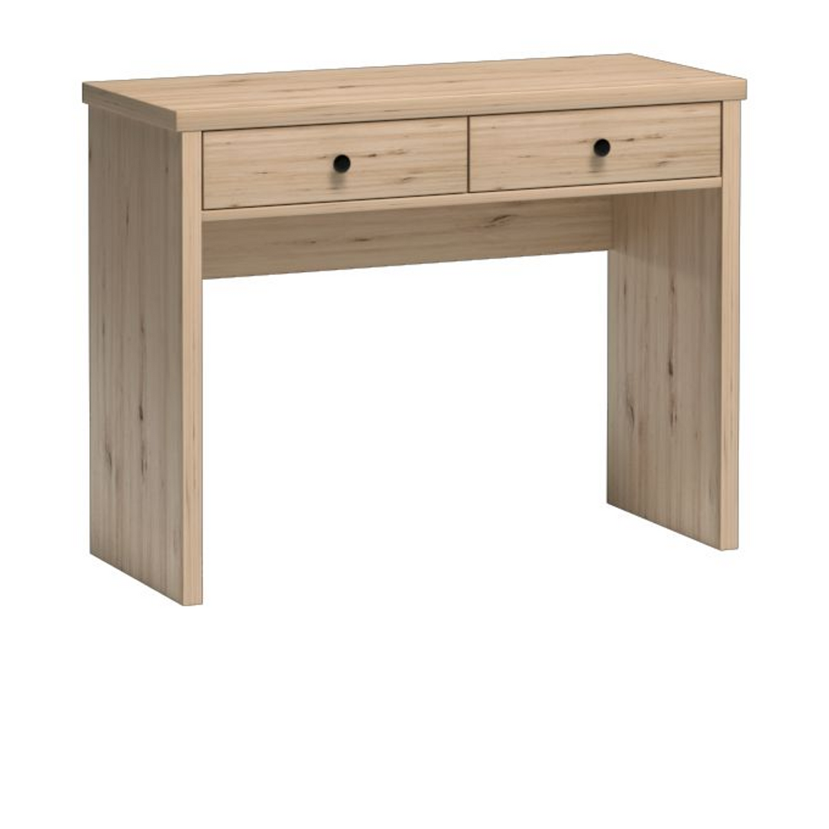 SAVNIA Schminktisch 100 cm – Artisan-Eiche / Schwarz-Dekor – Vorderansicht