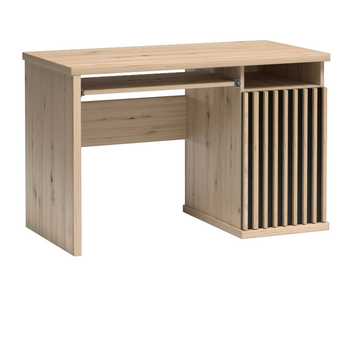 SAVNIA Schreibtisch 120 cm – Artisan-Eiche / Schwarz-Dekor – Vorderansicht