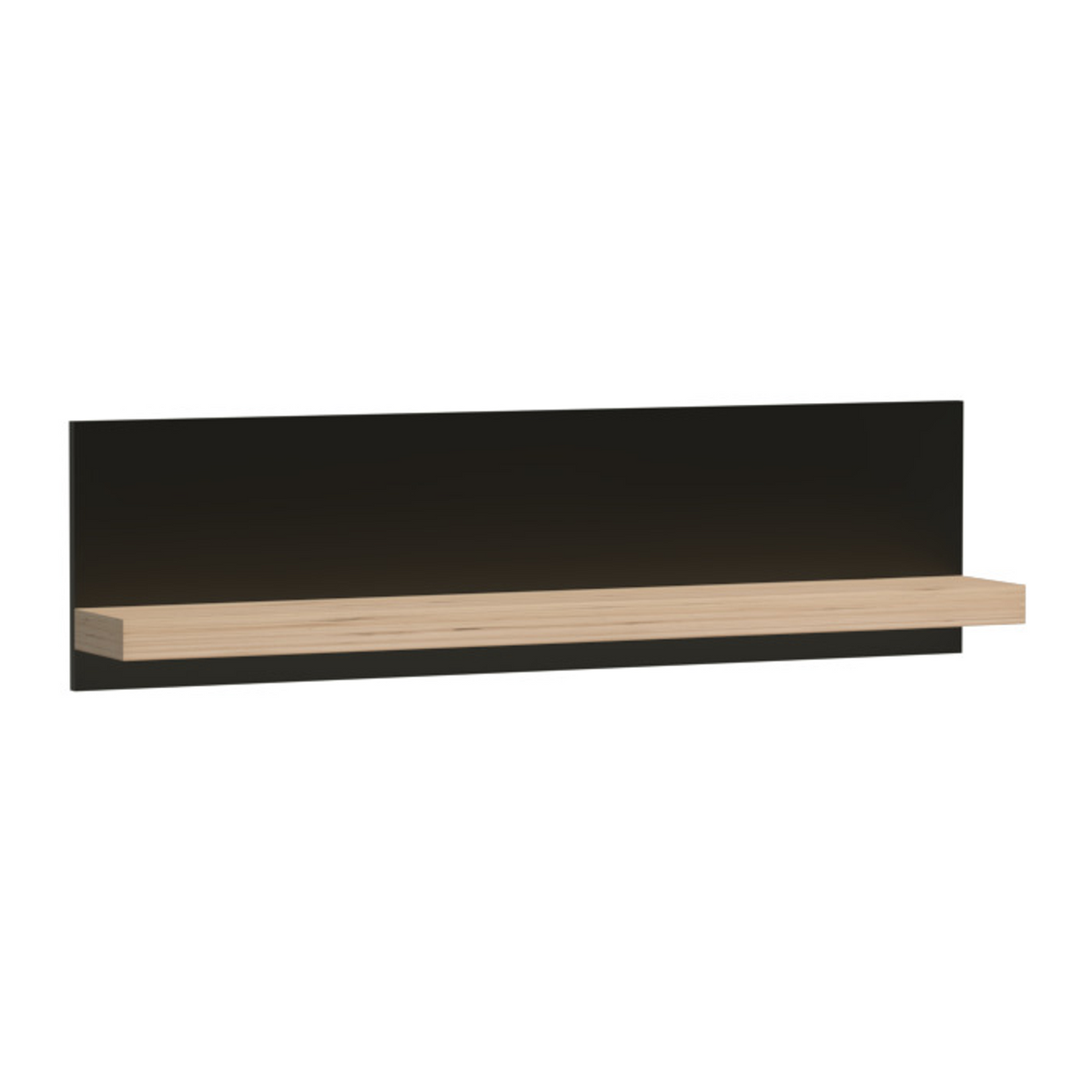 SAVNIA Wandregal 120 cm – Artisan-Eiche / Schwarz-Dekor – Vorderansicht
