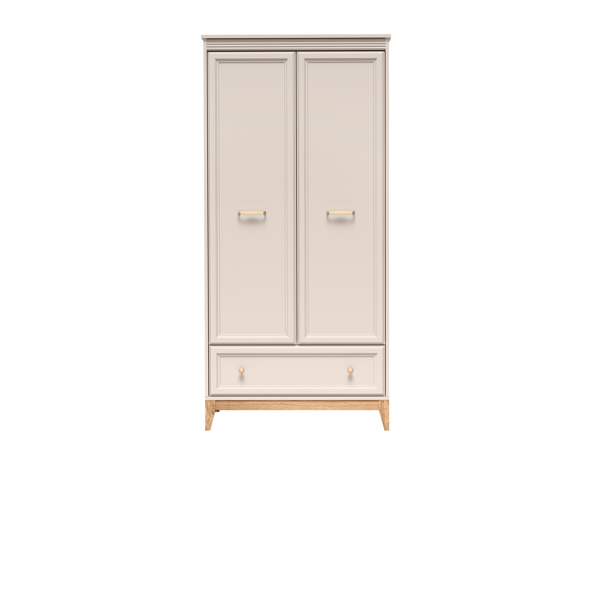 SELUNEO Kleiderschrank 92 cm – Kaschmir / Natureiche-Dekor – Vorderansicht