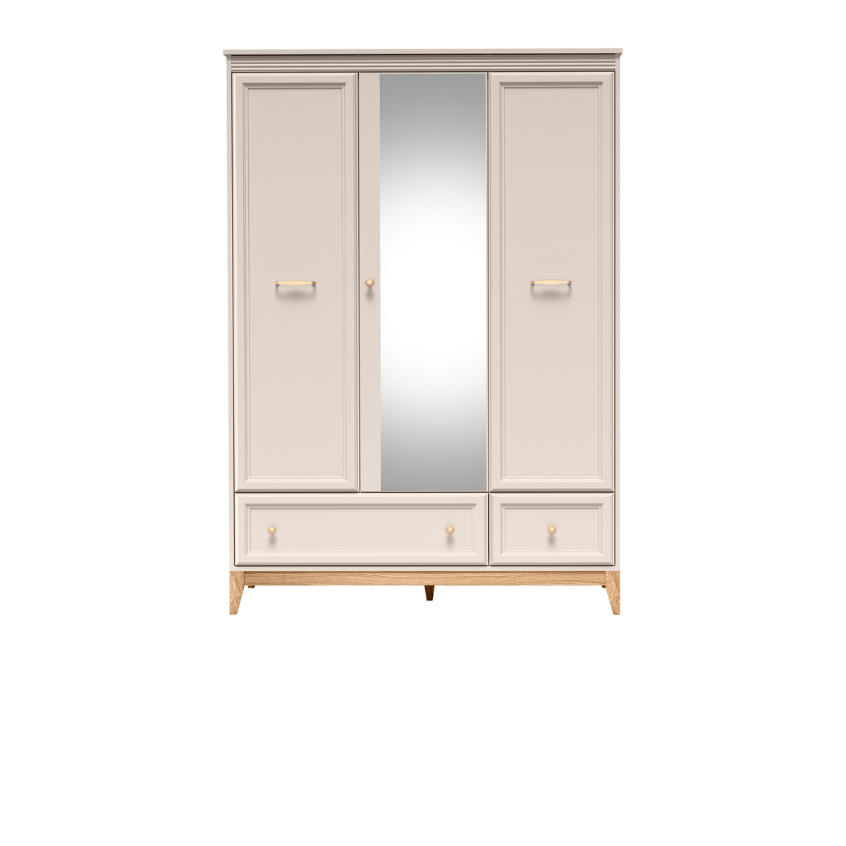 SELUNEO Spiegelschrank 135,5 cm – Kaschmir / Natureiche-Dekor – Vorderansicht