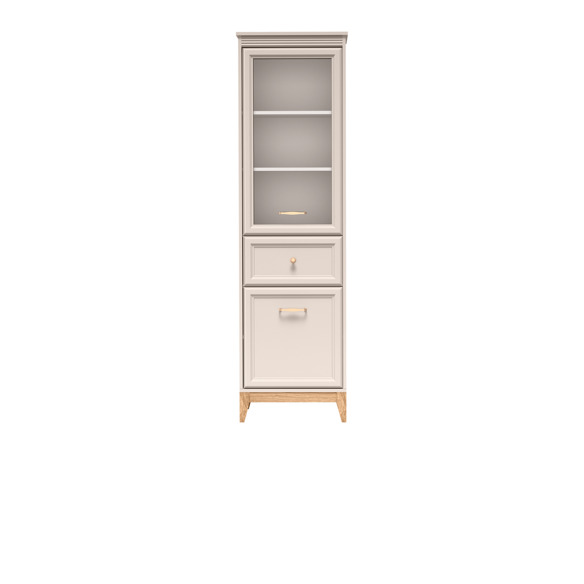 SELUNEO Vitrine 55 cm – Kaschmir / Natureiche-Dekor – Vorderansicht